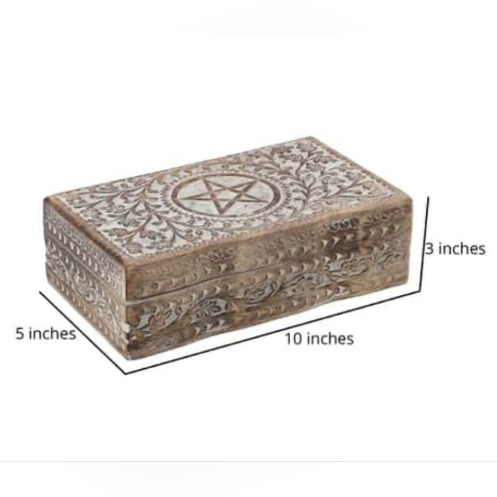 Pentacle Handcarved Storage Box - Picture 4 of 16